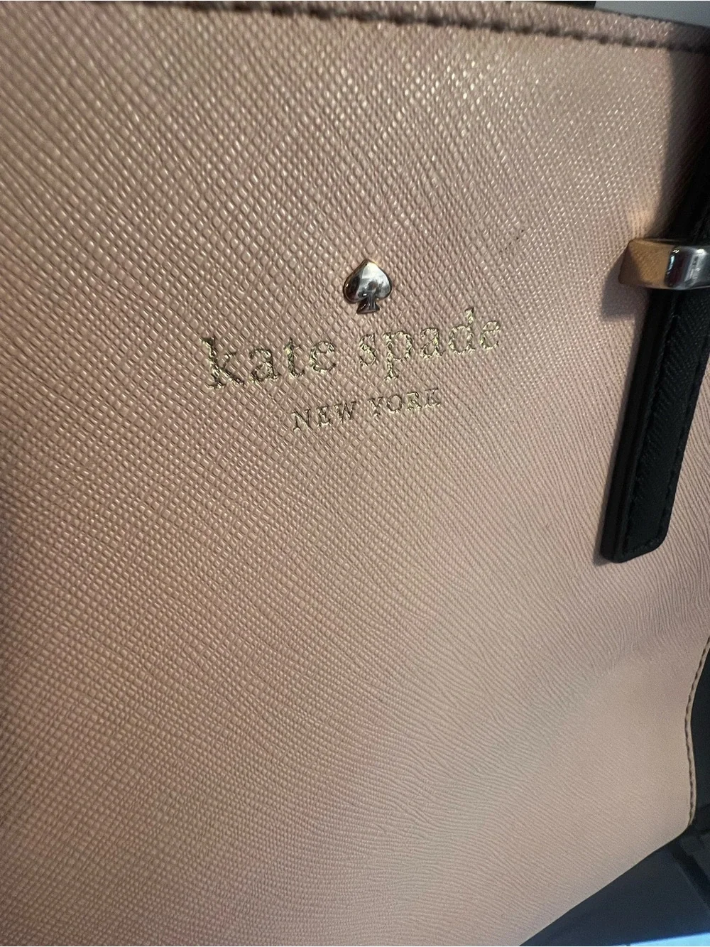 kate spade Small Blush Pink and Black Leather Tote